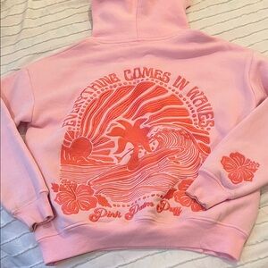 Pink Palm Puff “Everything comes in waves” sweatshirt
